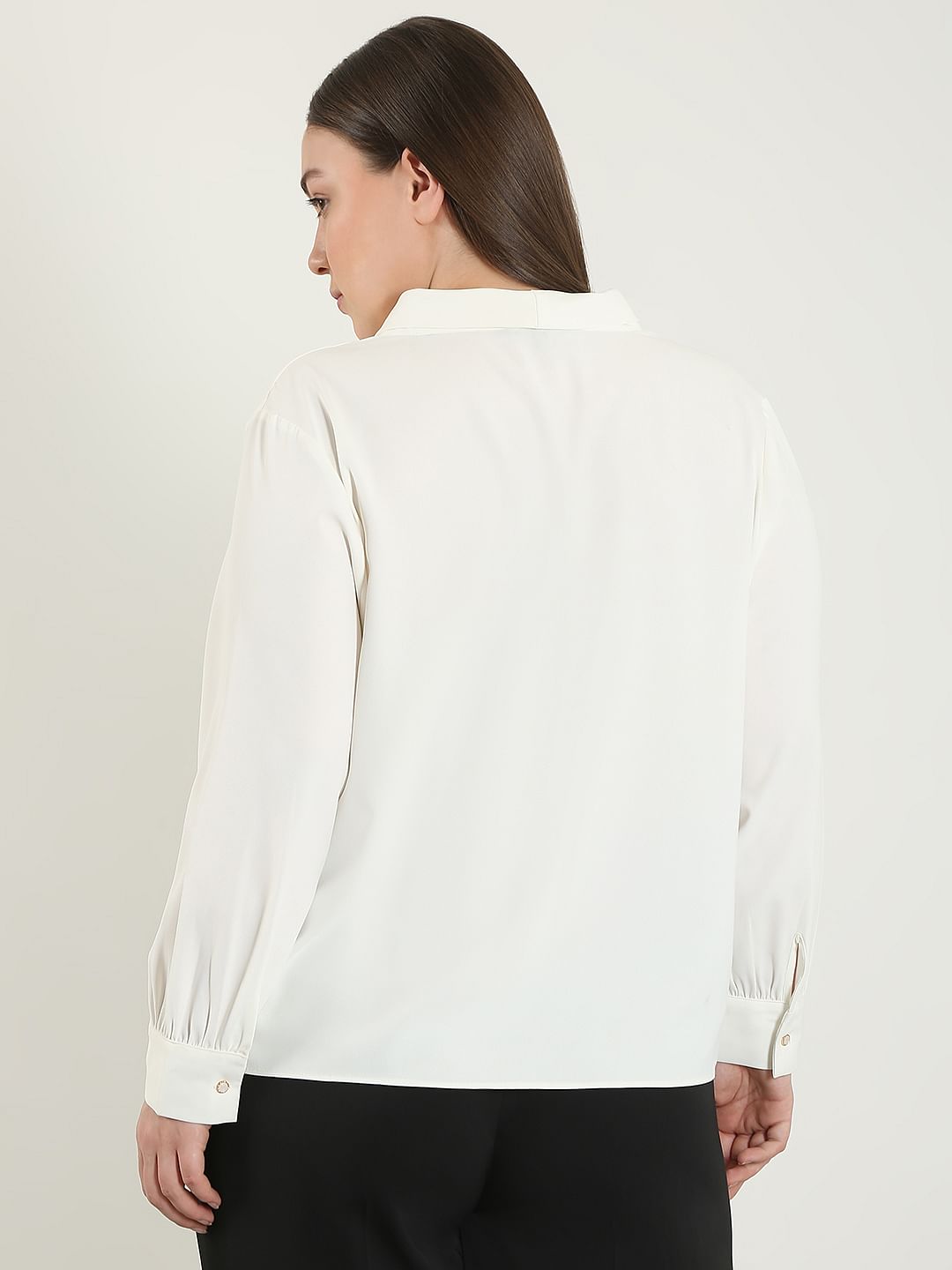 Curve White V Neck Shirt