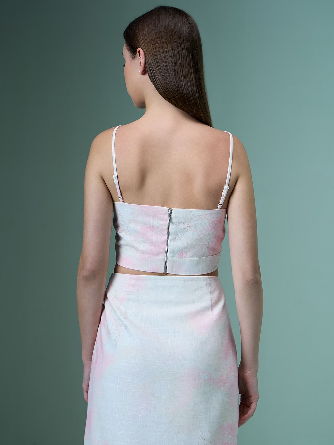 Marquee White Floral Co-Ord Set Crop Top