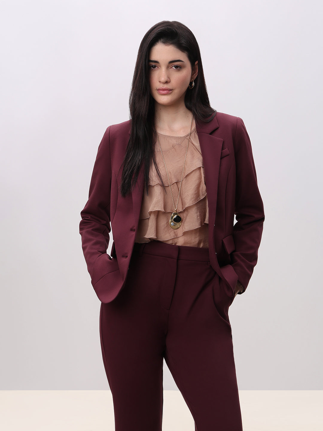 Burgundy Fitted Blazer