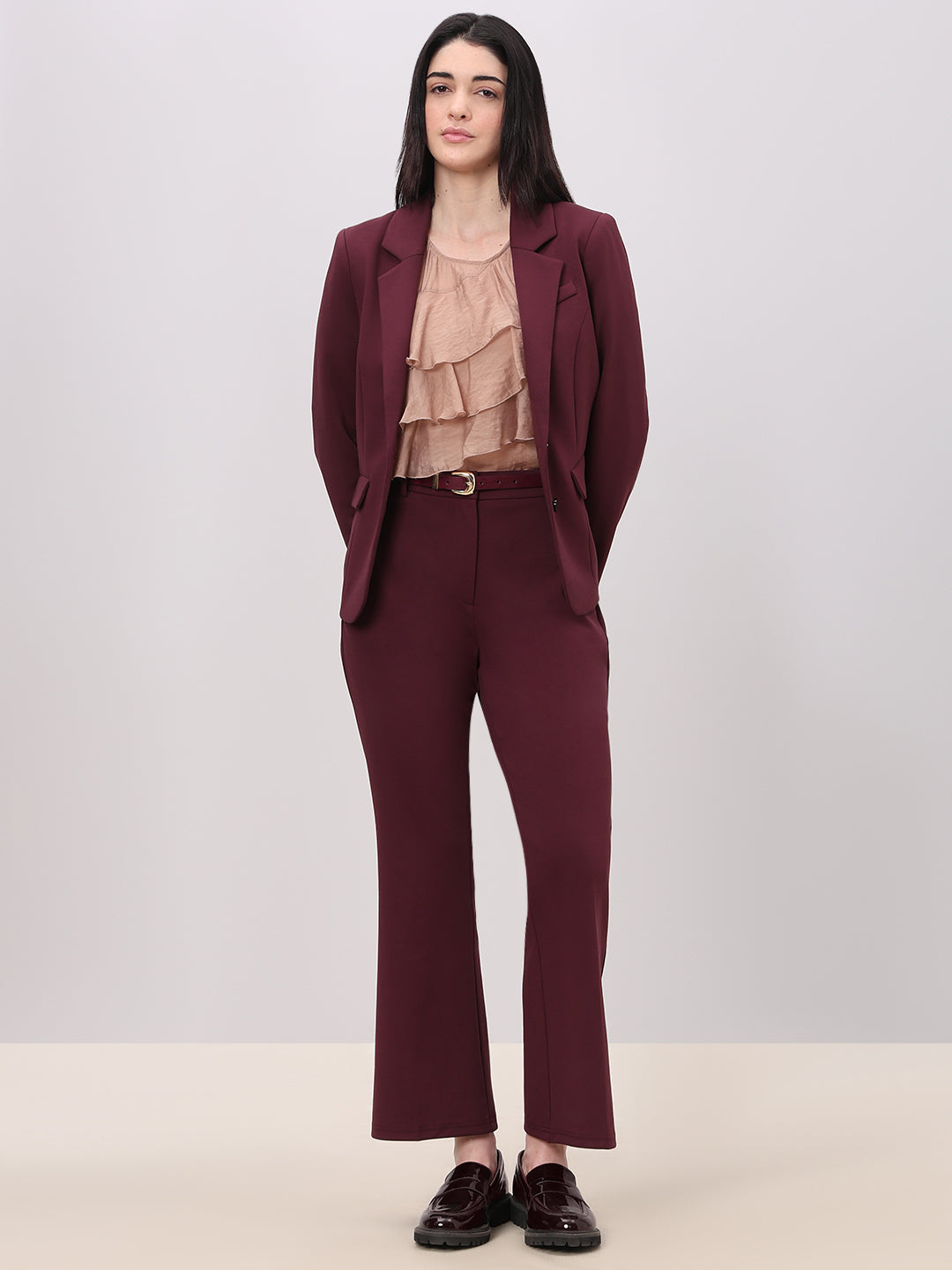 Burgundy Fitted Blazer