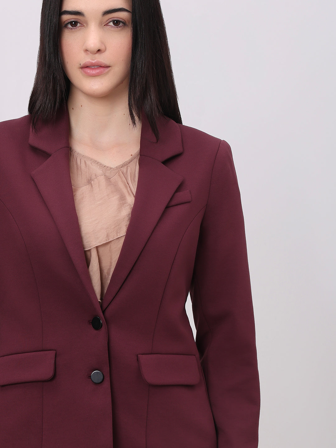Burgundy Fitted Blazer