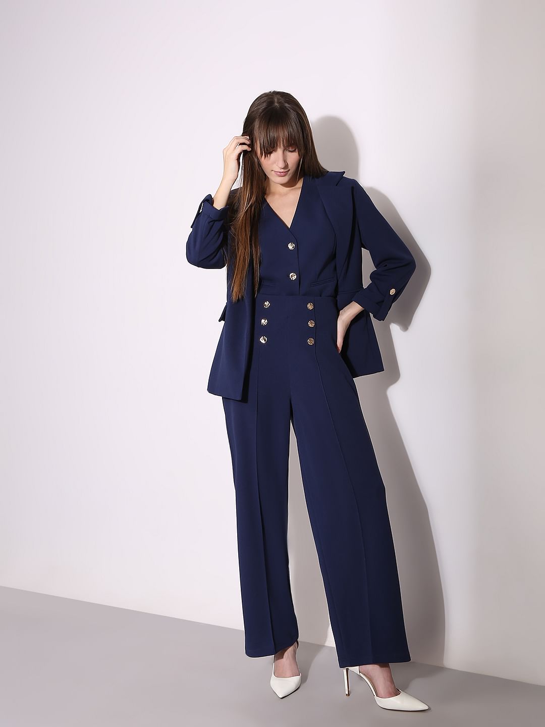 Navy Blue High Rise Pants