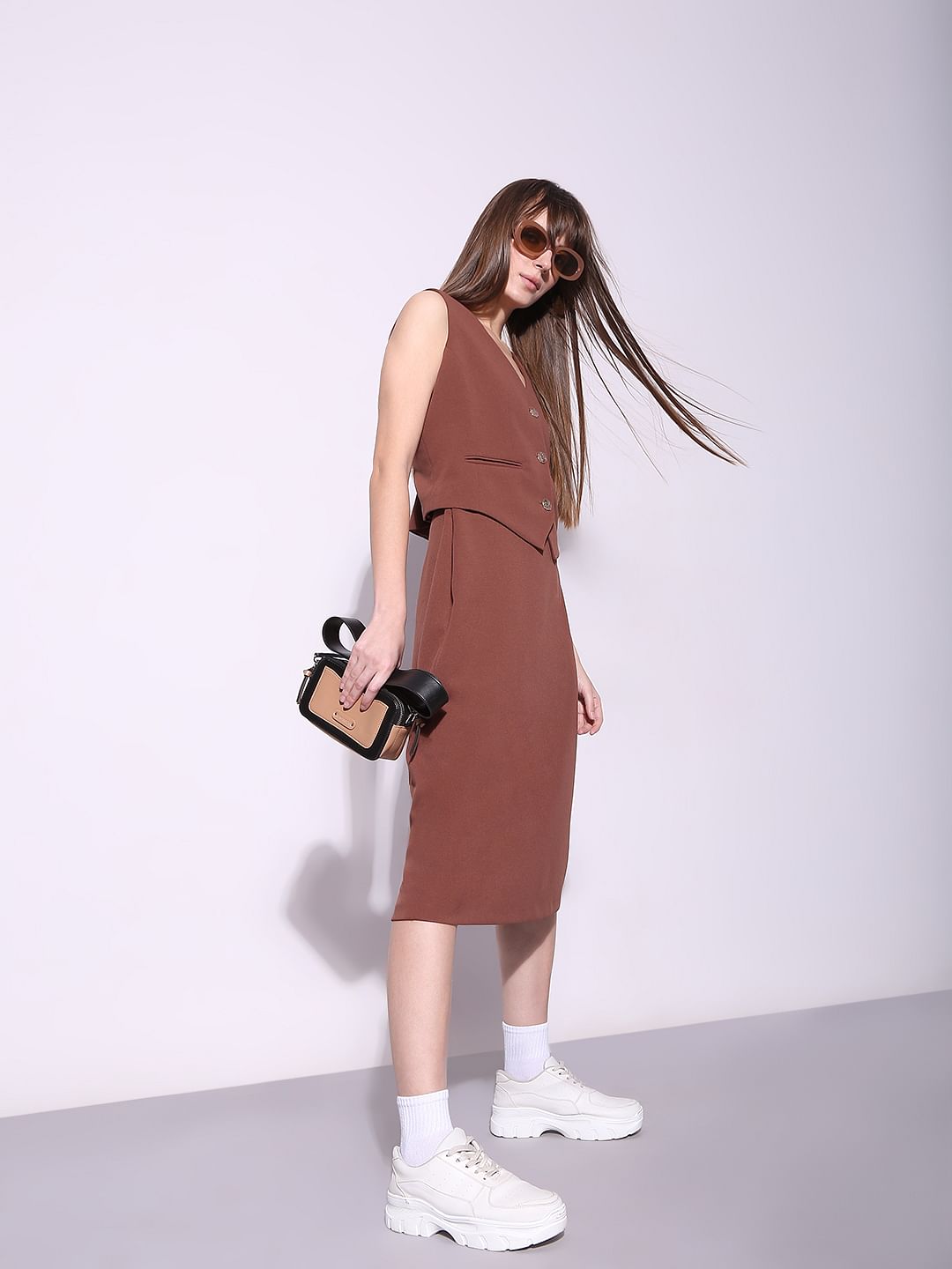 Brown High Rise Skirt