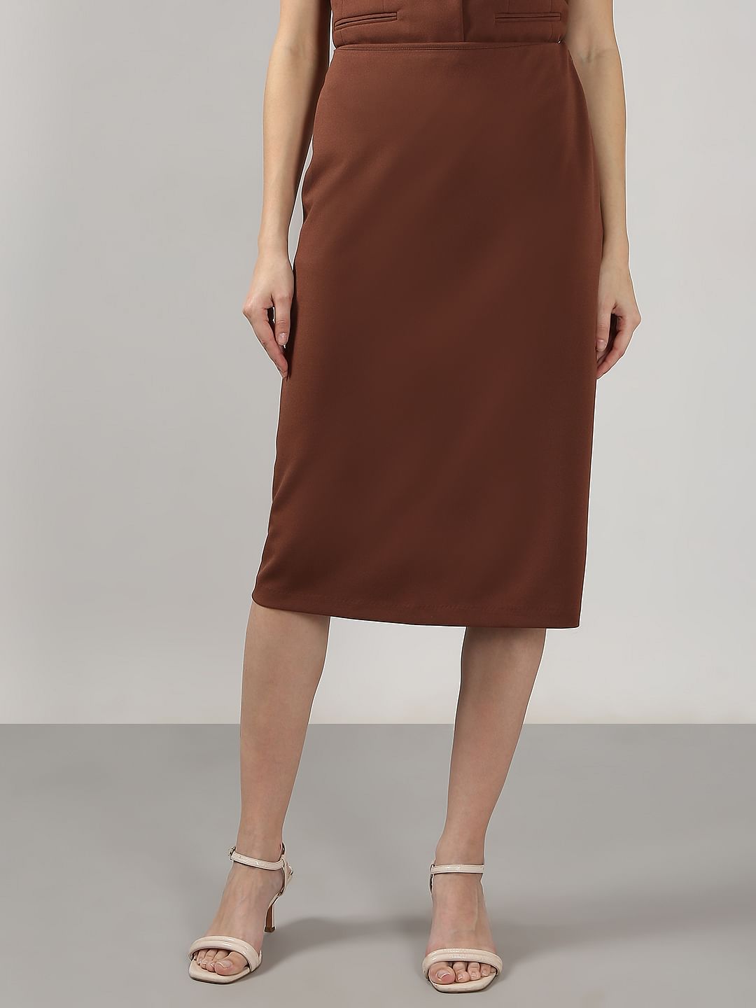 Brown High Rise Skirt