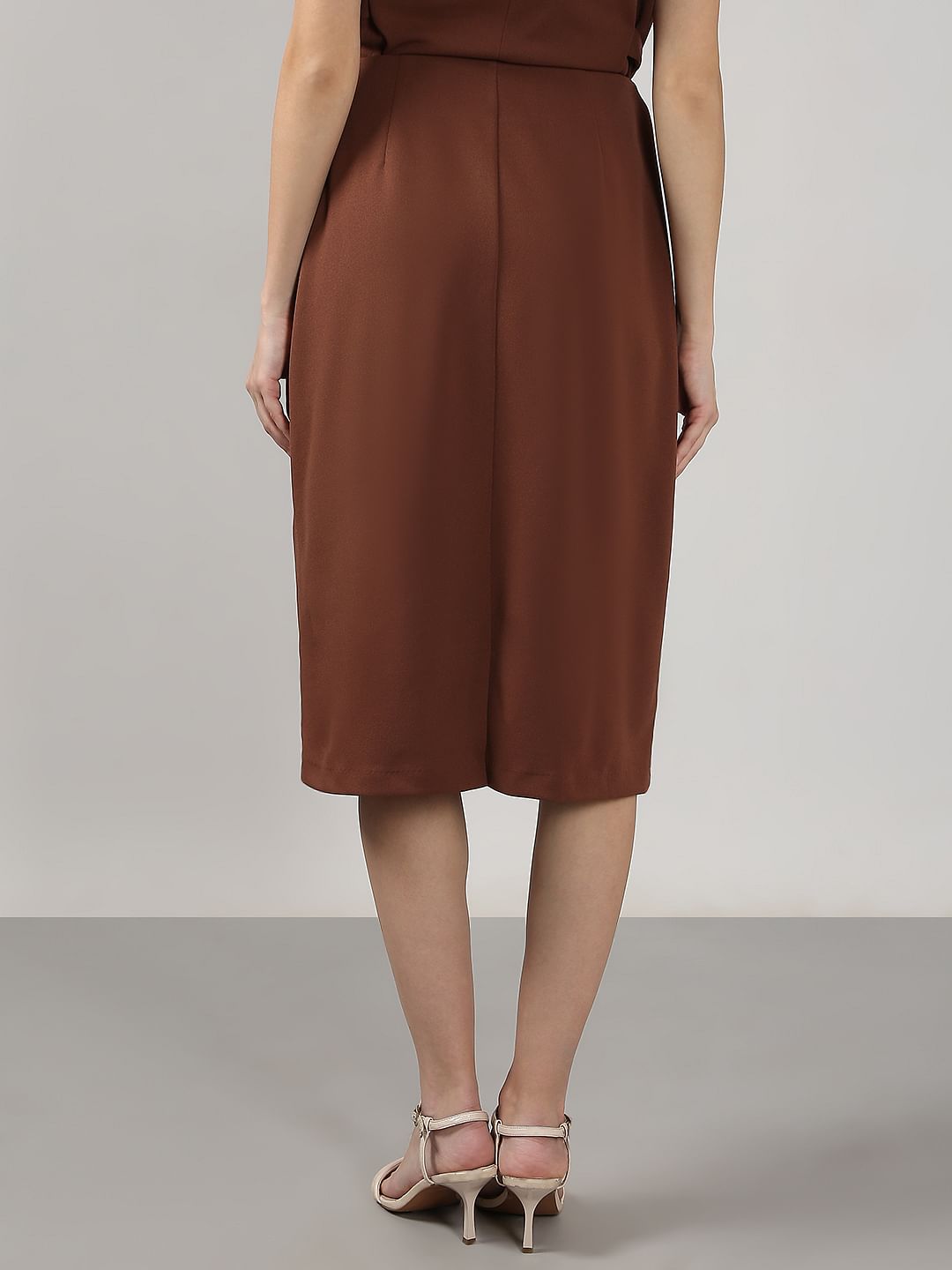 Brown High Rise Skirt