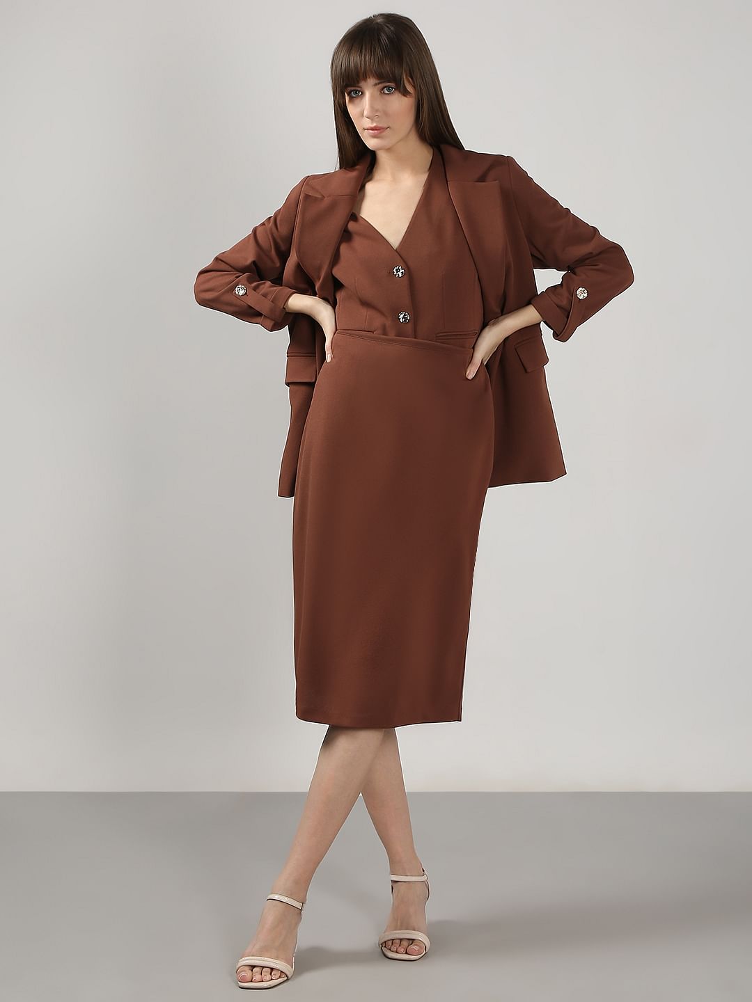 Brown High Rise Skirt