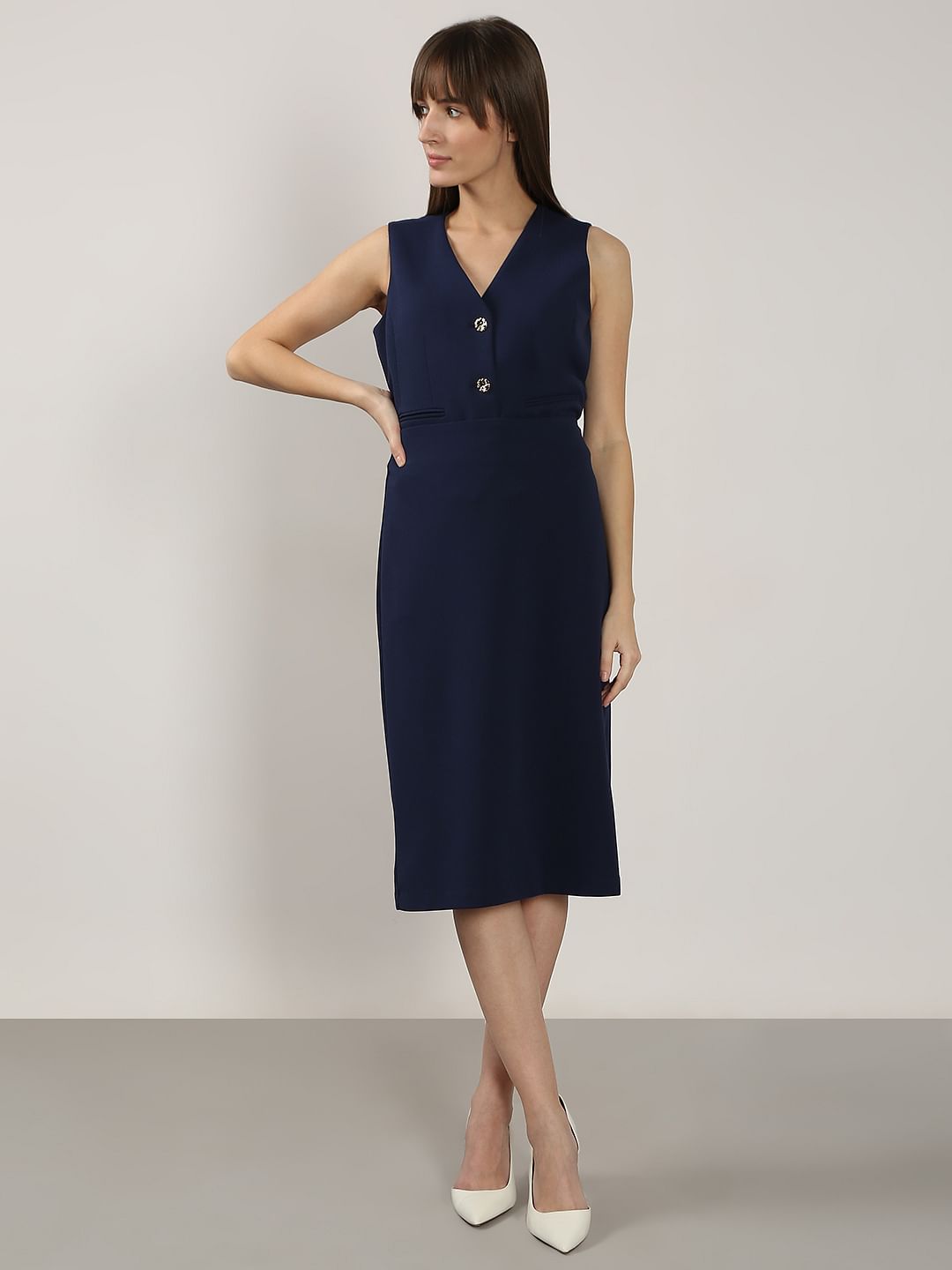 Navy Blue Midi Skirt