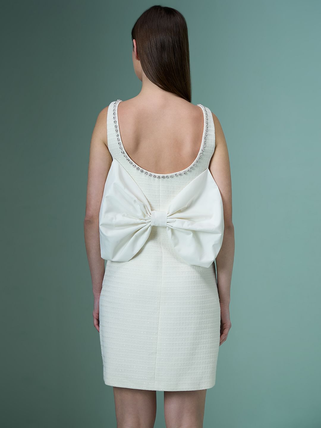 Marquee White Bow Detail Mini Dress