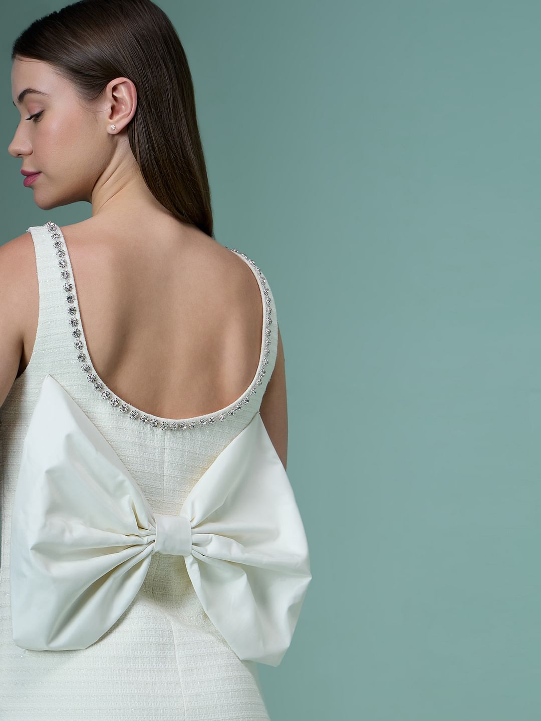 Marquee White Bow Detail Mini Dress