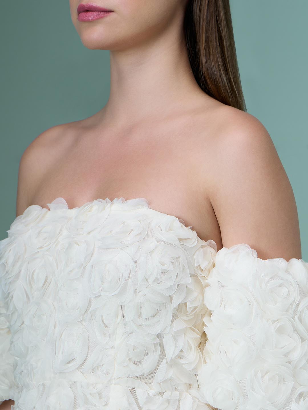 Marquee Ecru Rose Applique Dress