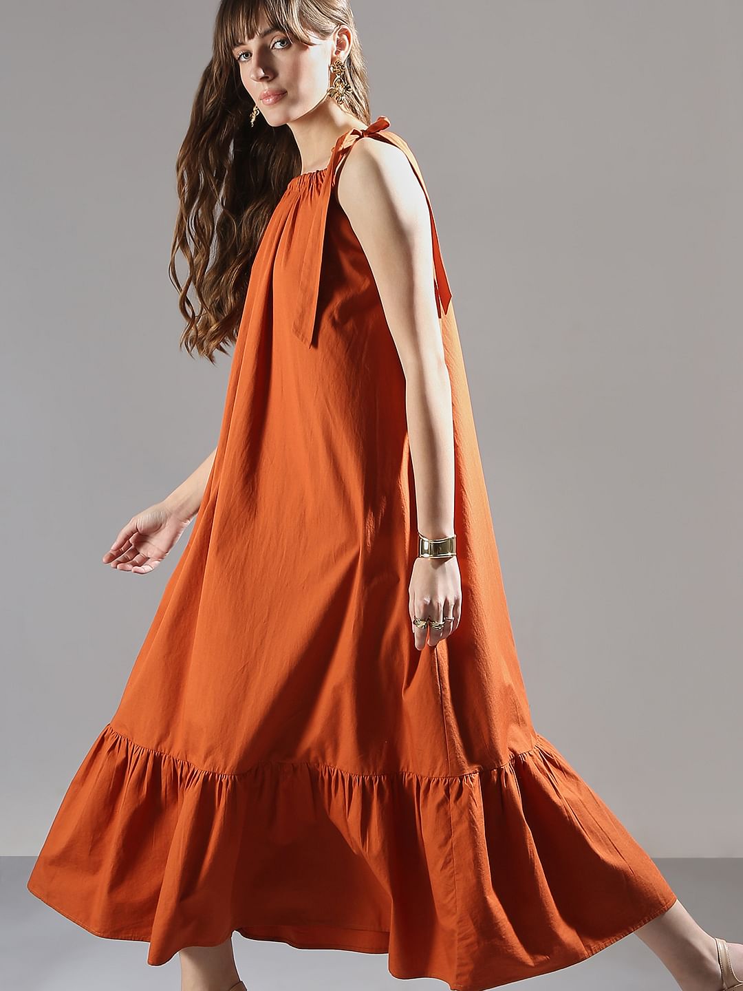 Rust Midi Dress