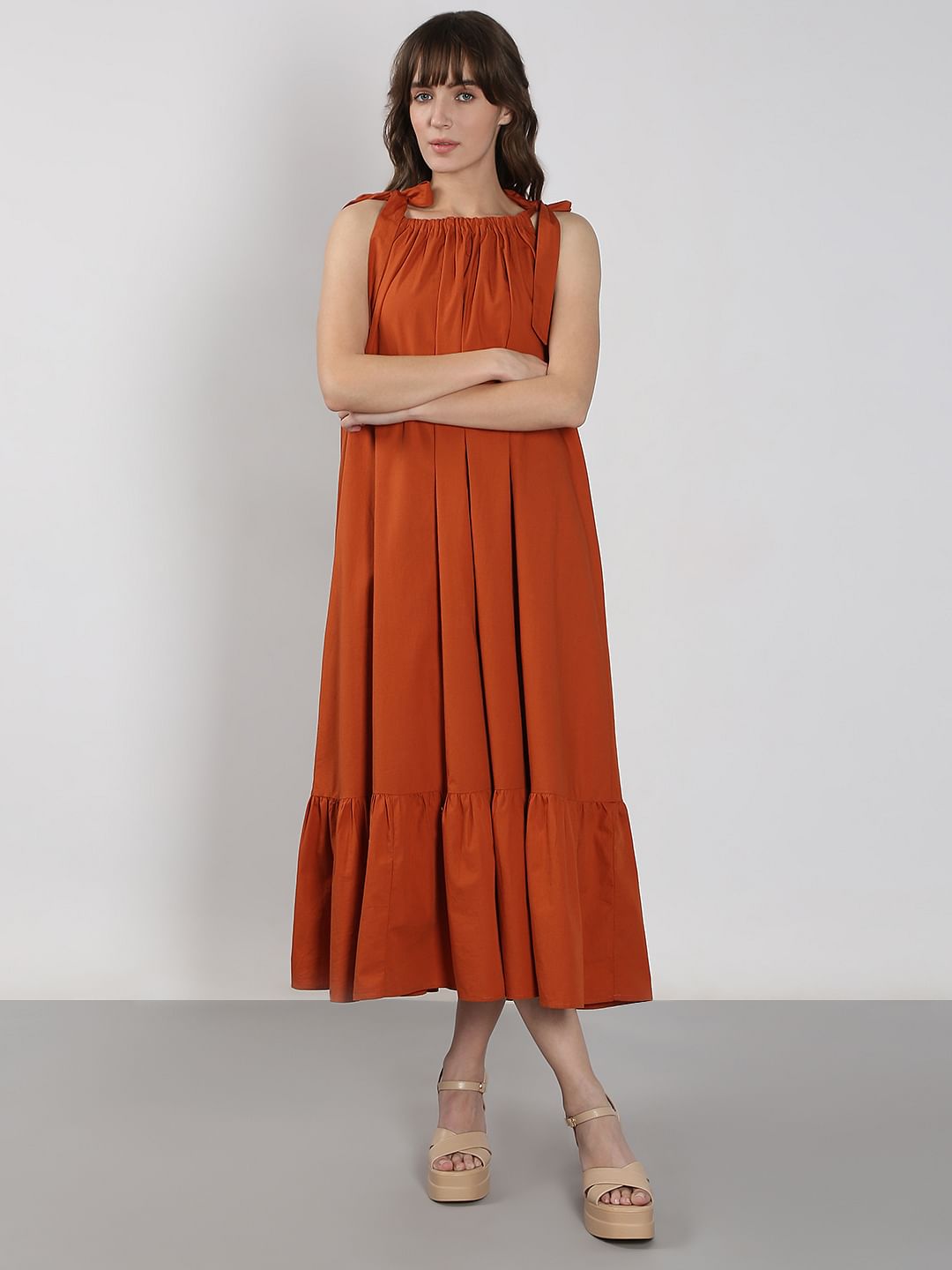 Rust Midi Dress