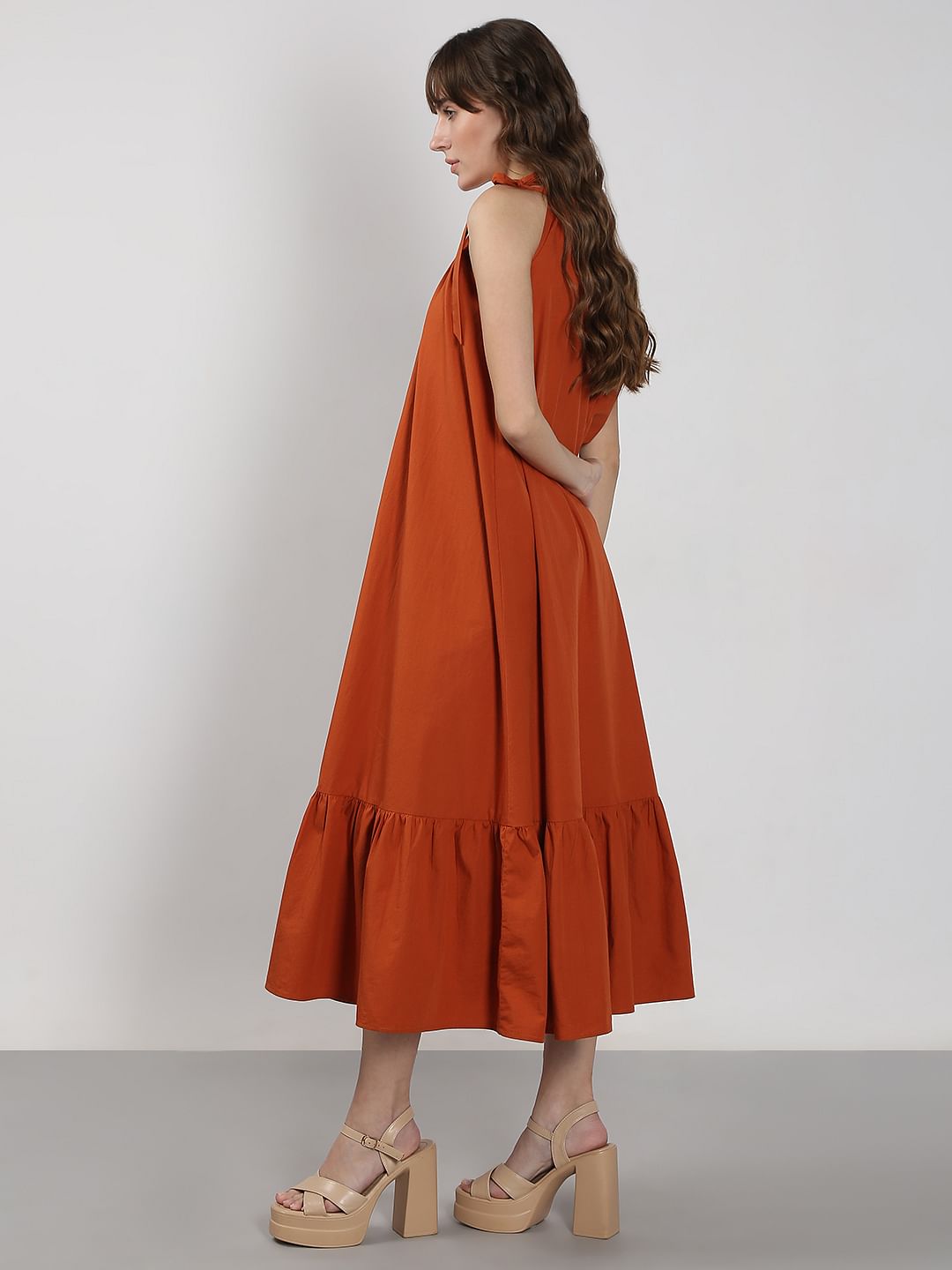 Rust Midi Dress