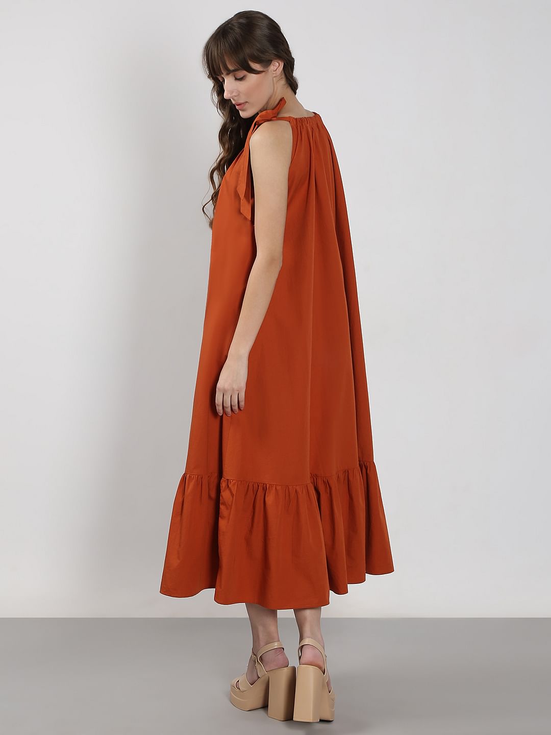 Rust Midi Dress