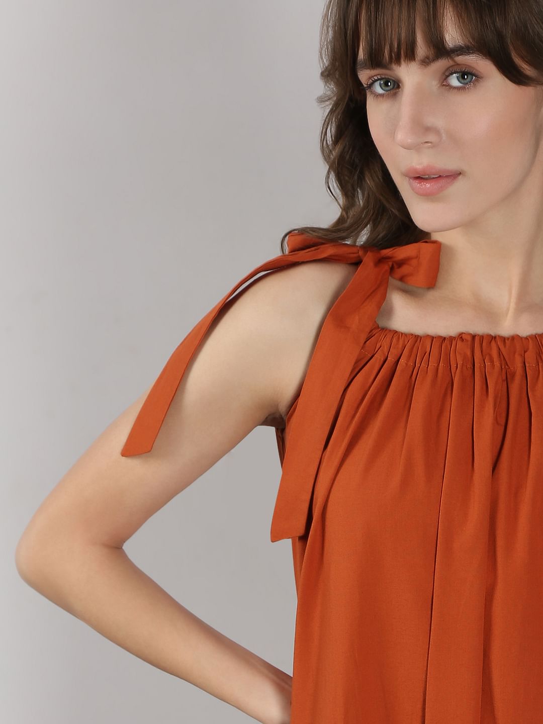 Rust Midi Dress