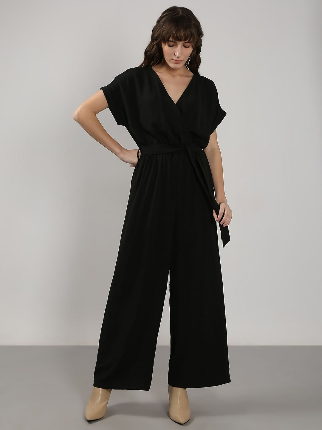 Black V Neck Jumpsuit