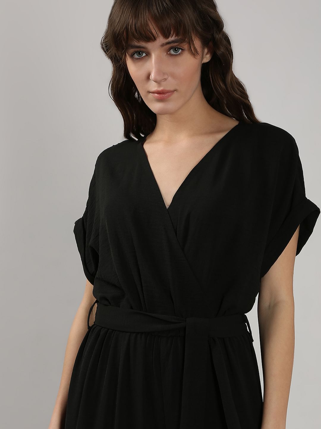 Black V Neck Jumpsuit