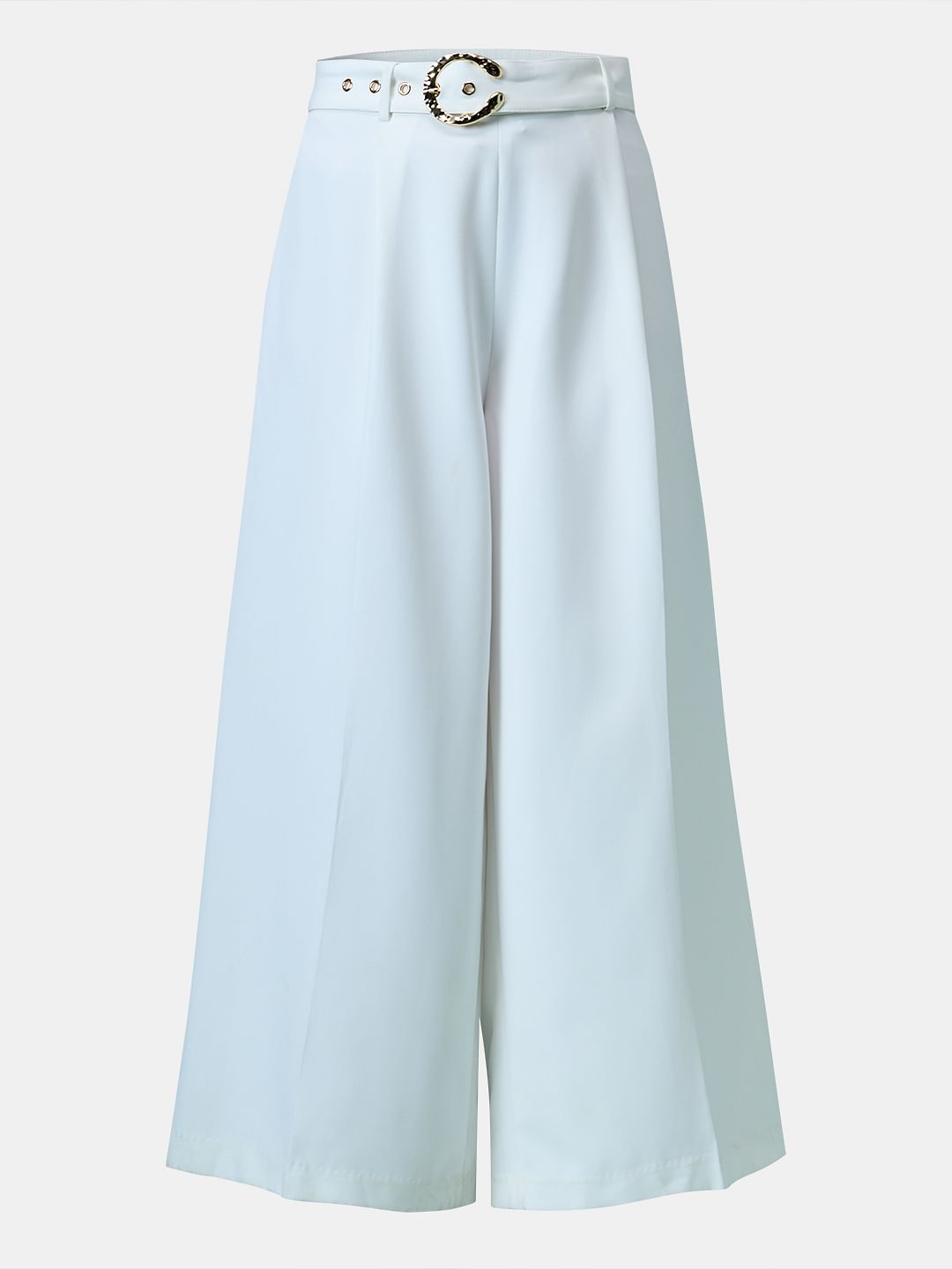 Marquee White Ankle Length Wide Leg Pants