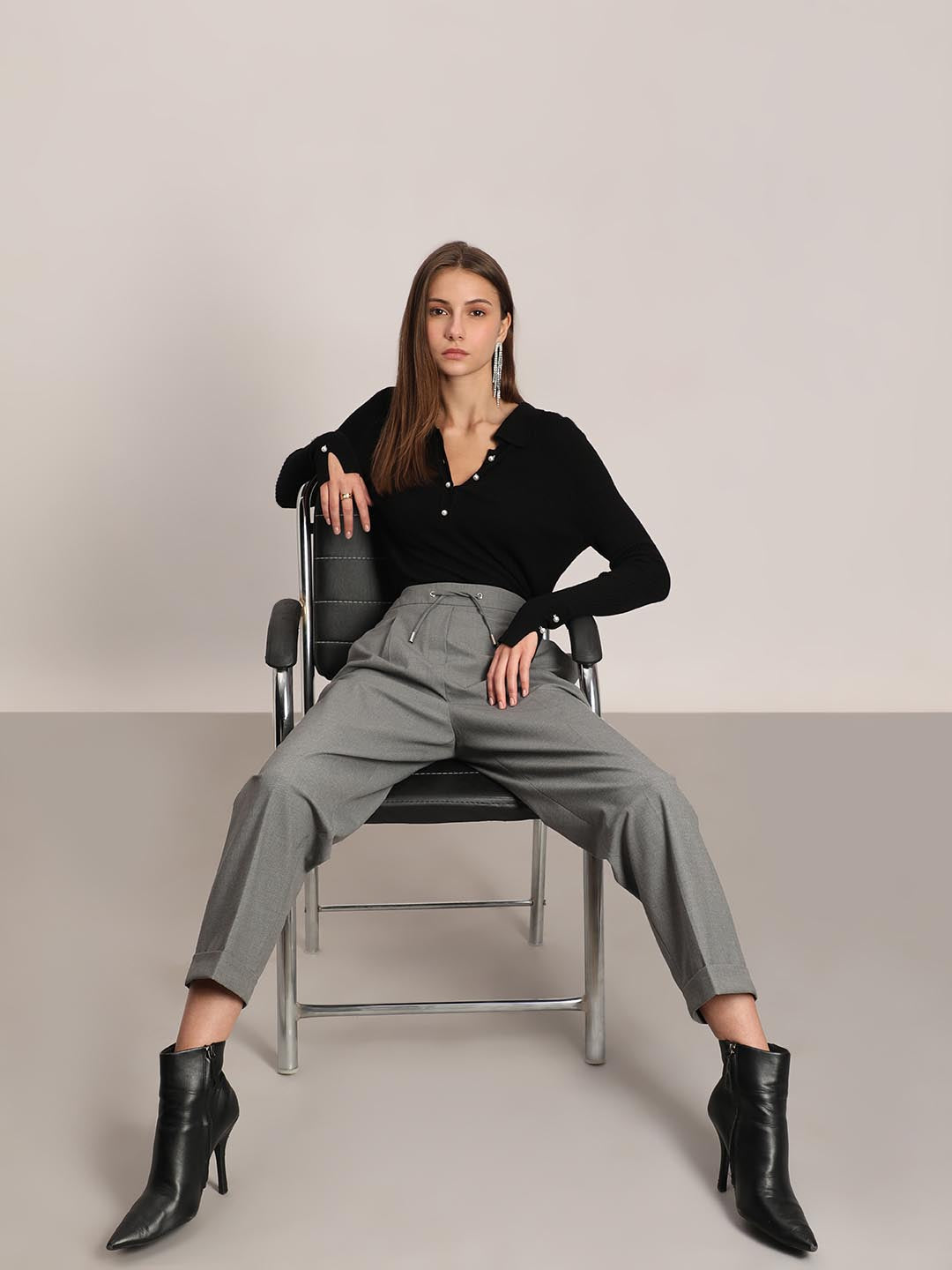 Vero Moda Light Grey Tapered Fit Pants