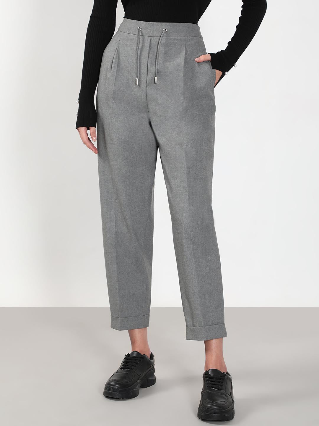Vero Moda Light Grey Tapered Fit Pants
