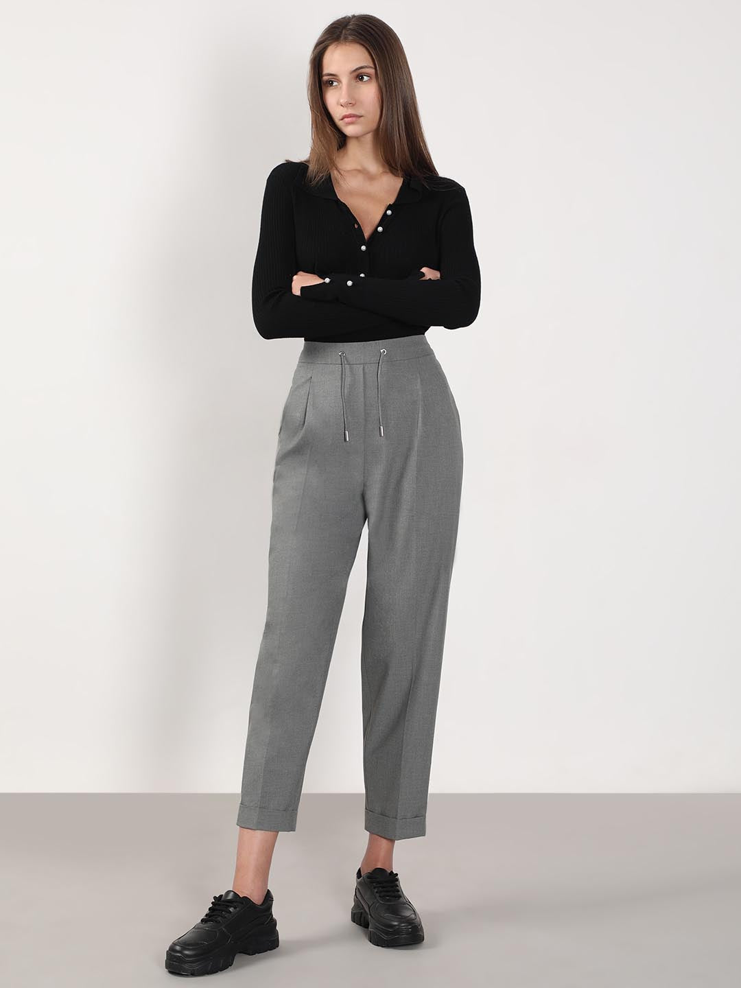 Vero Moda Light Grey Tapered Fit Pants