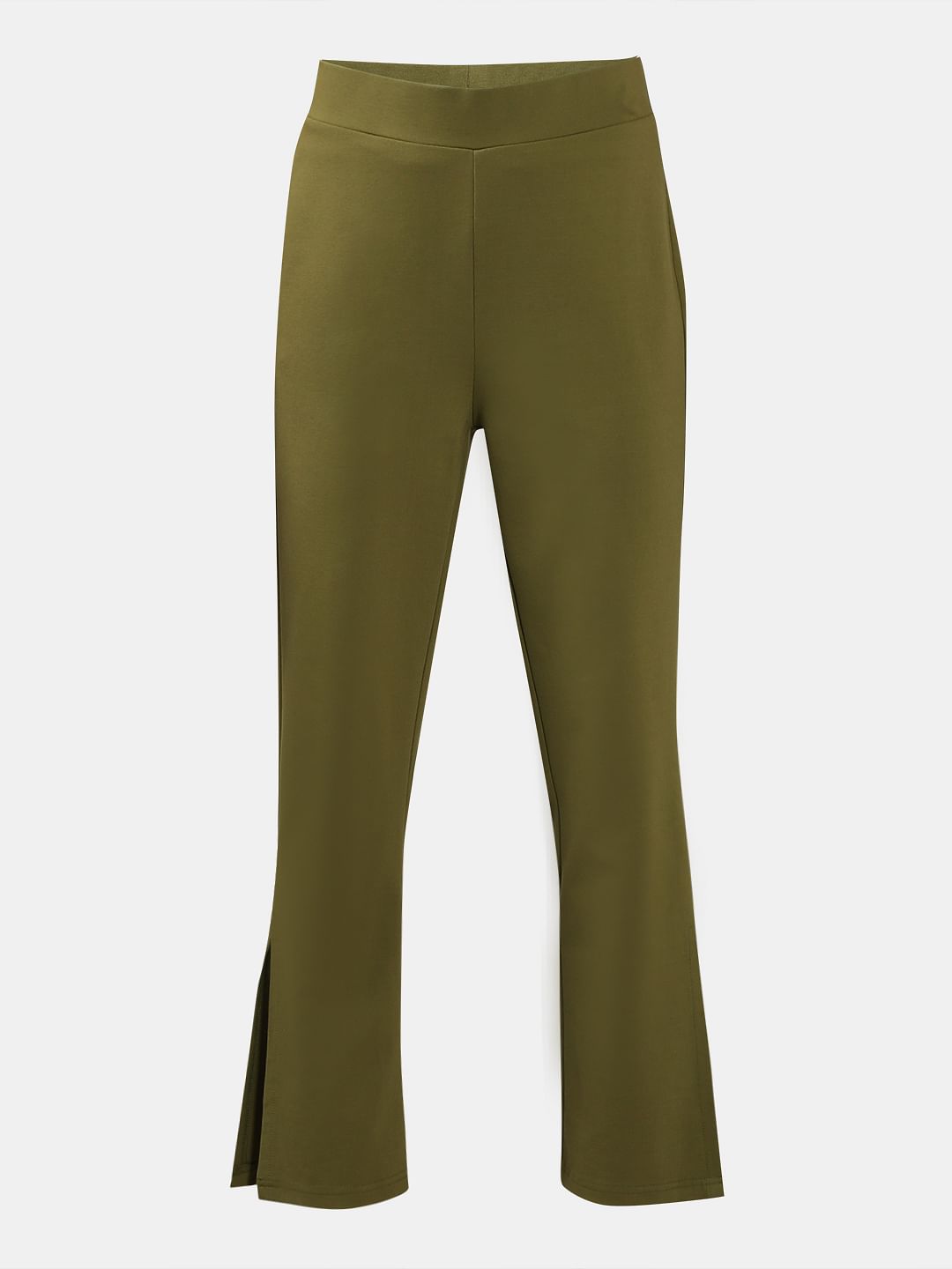 Olive High Rise Flared Pants