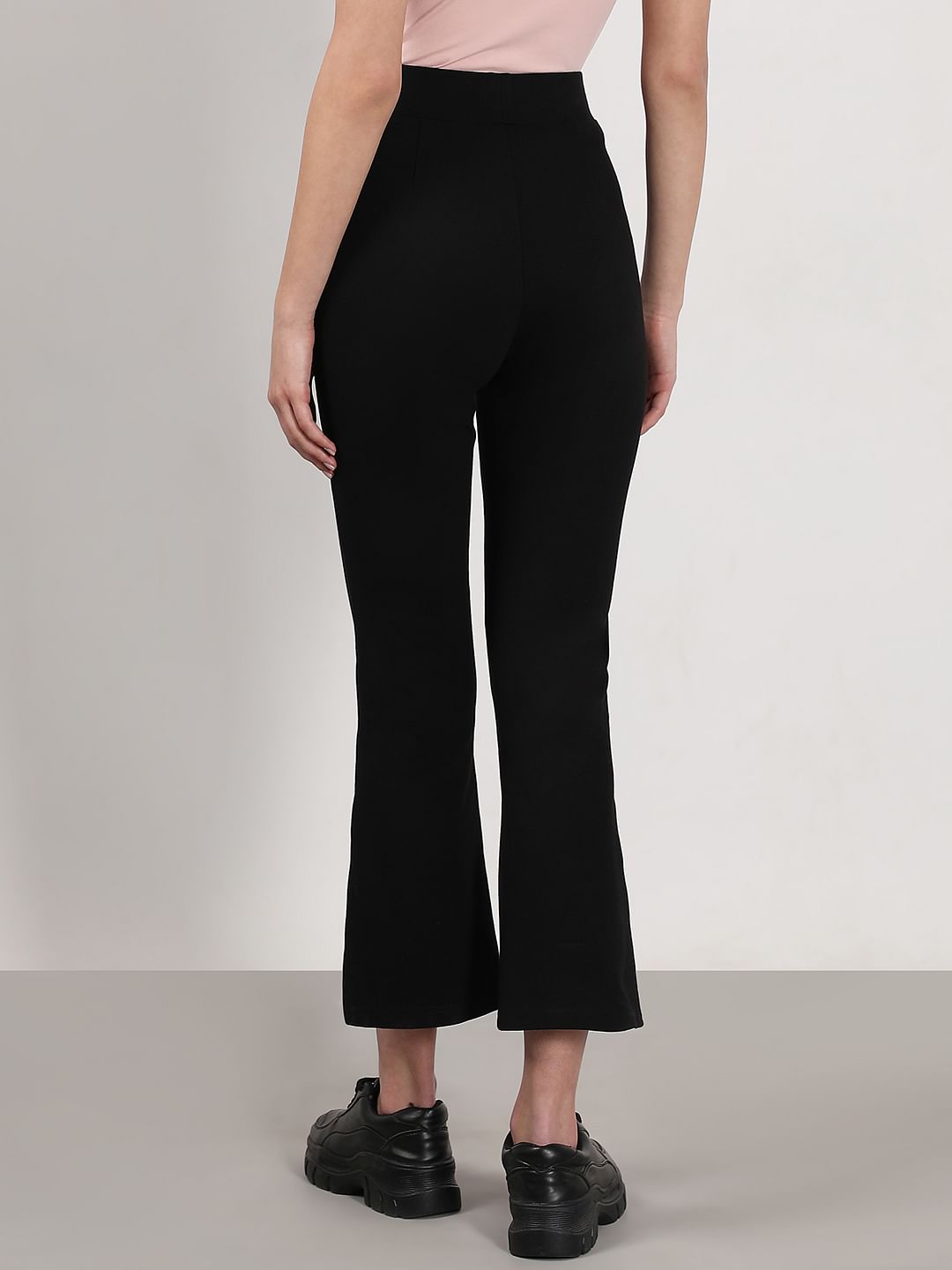 Black High Rise Slide Slit Pants