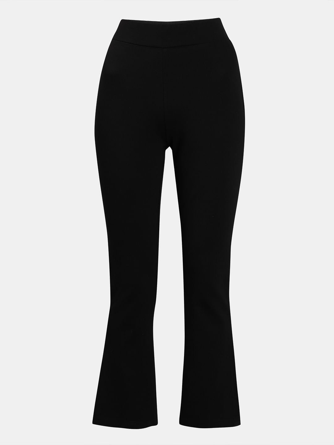 Black High Rise Slide Slit Pants