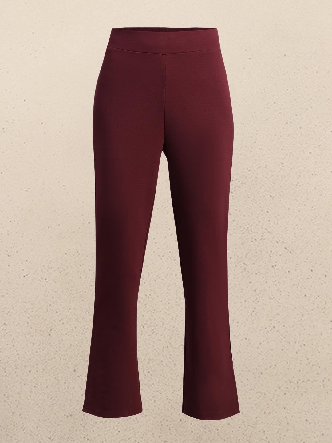 Maroon Ankle Length Bootcut Pants