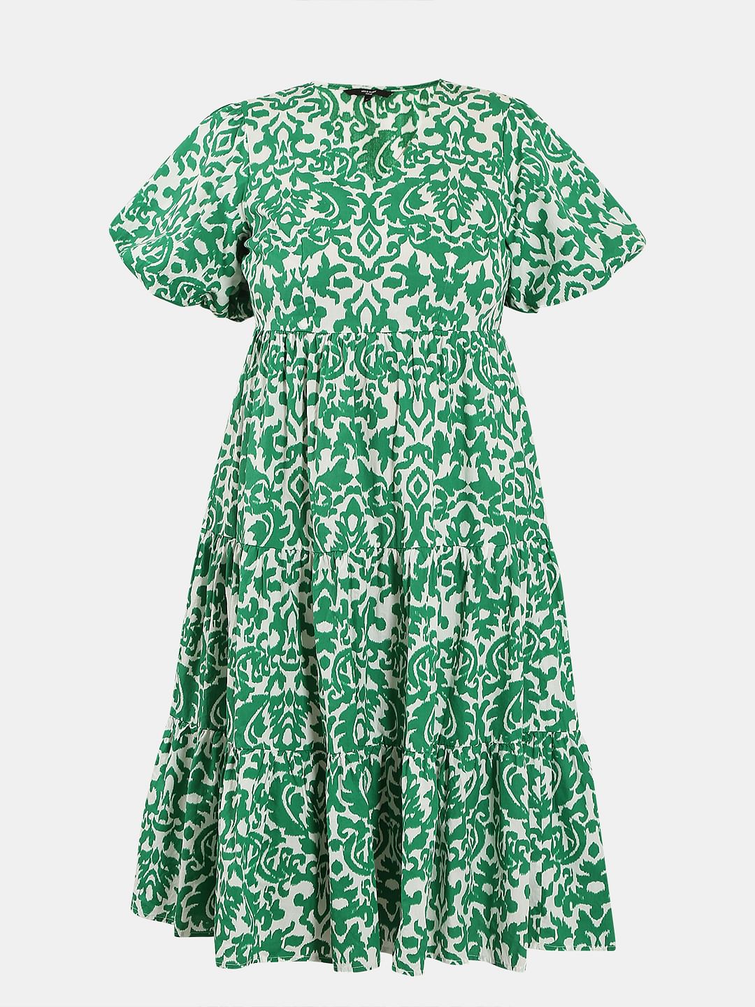 Curve Green Abstract Print Midi Dress
