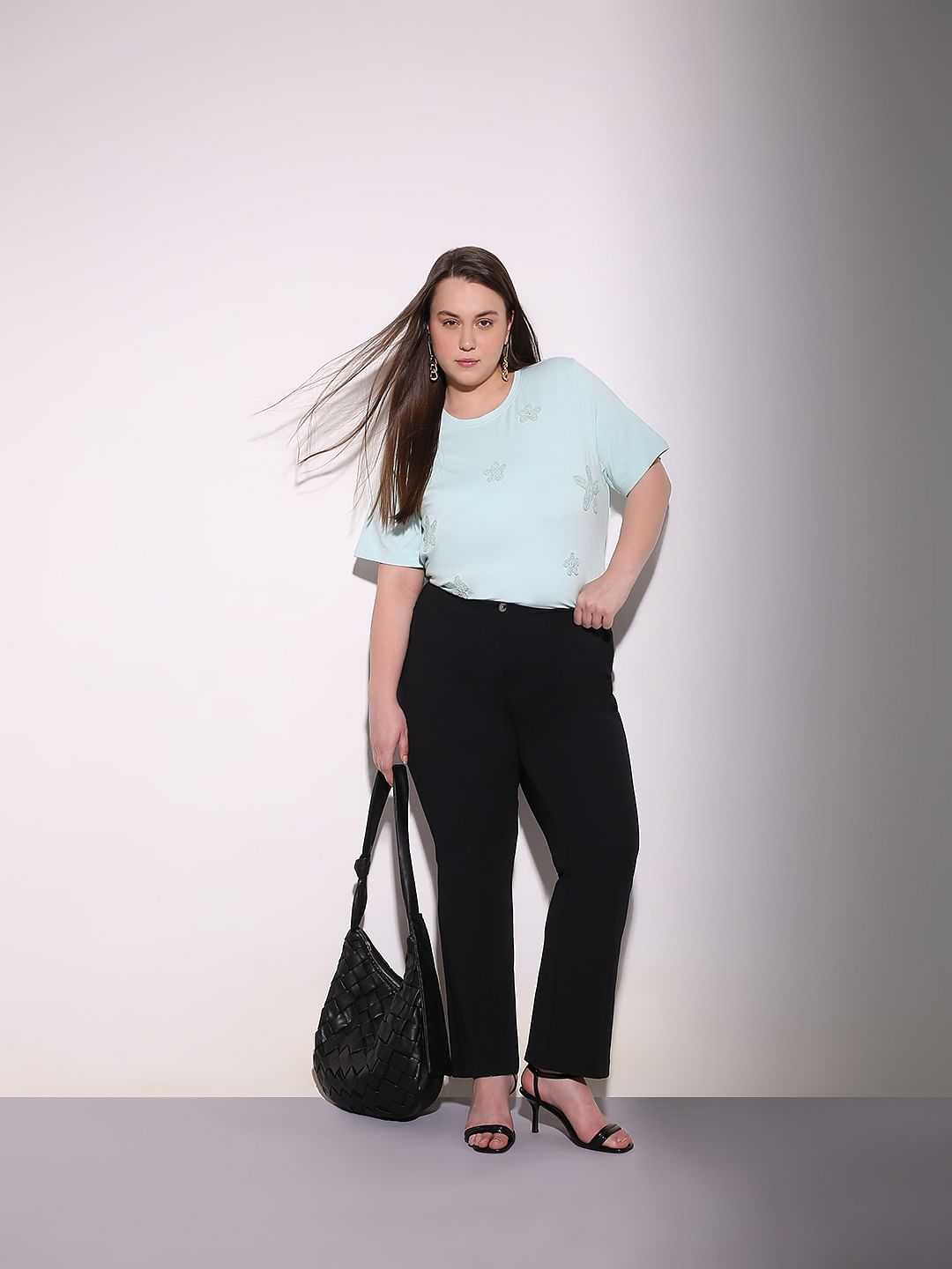 Curve Black High Rise Flared Pants