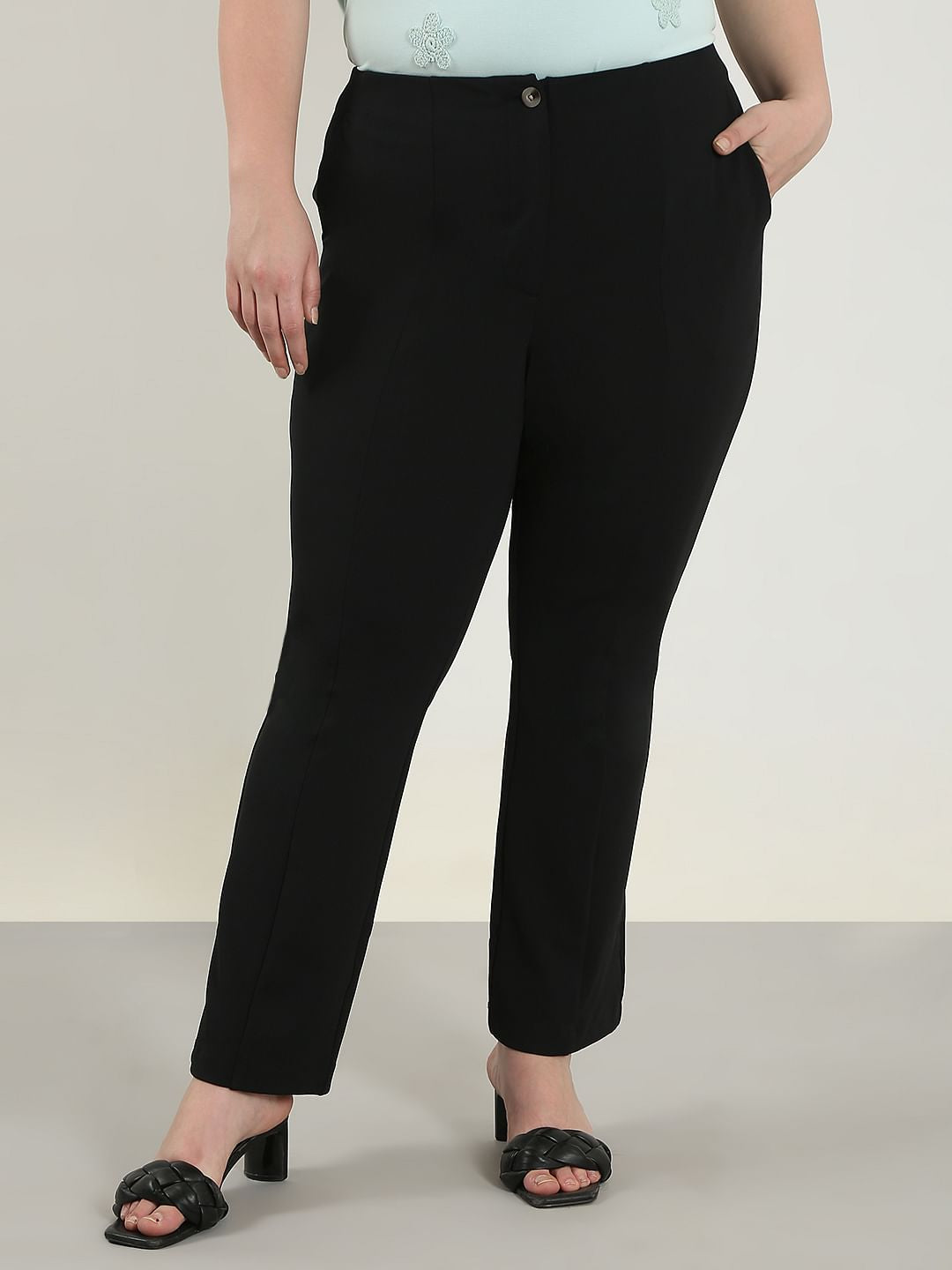 Curve Black High Rise Flared Pants