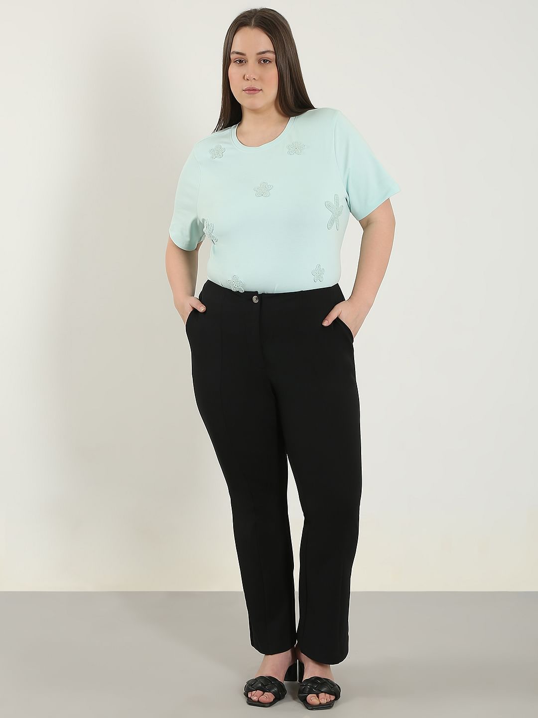 Curve Black High Rise Flared Pants