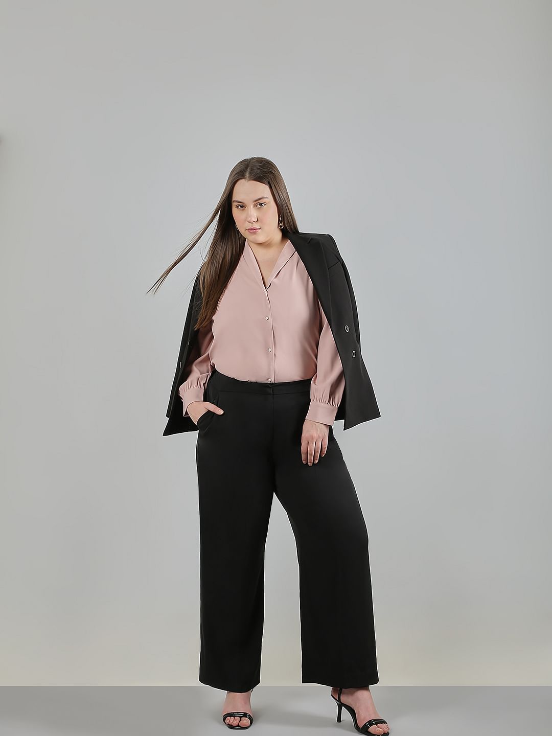 Curve Black High Rise Flared Pants