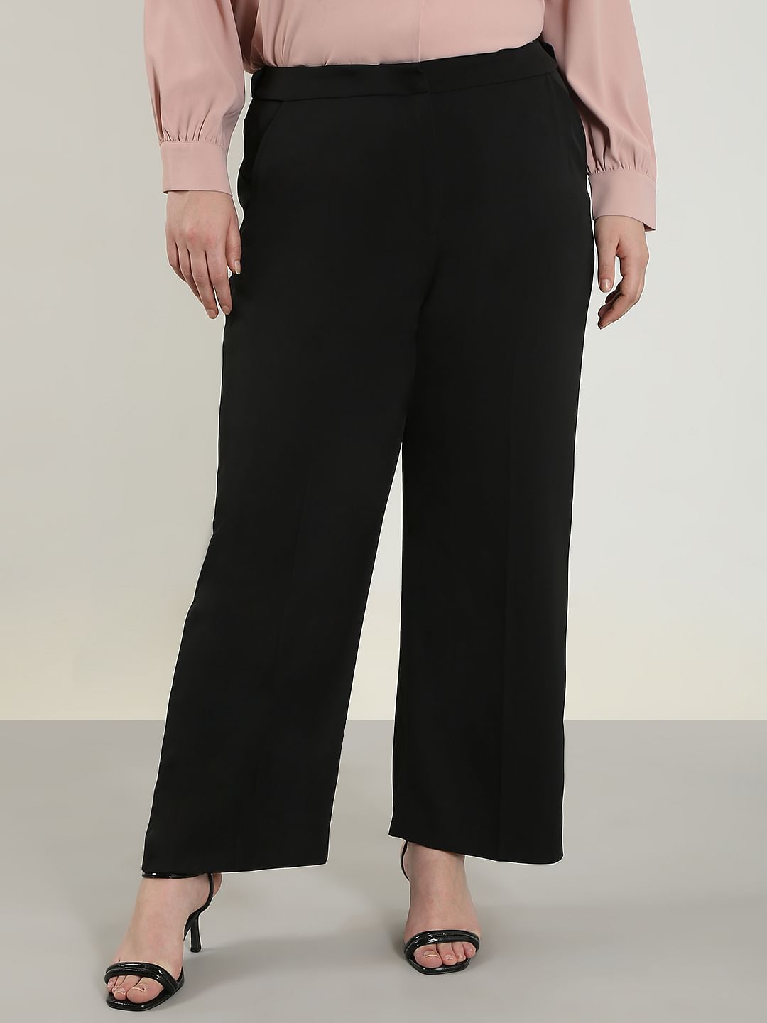 Curve Black High Rise Flared Pants