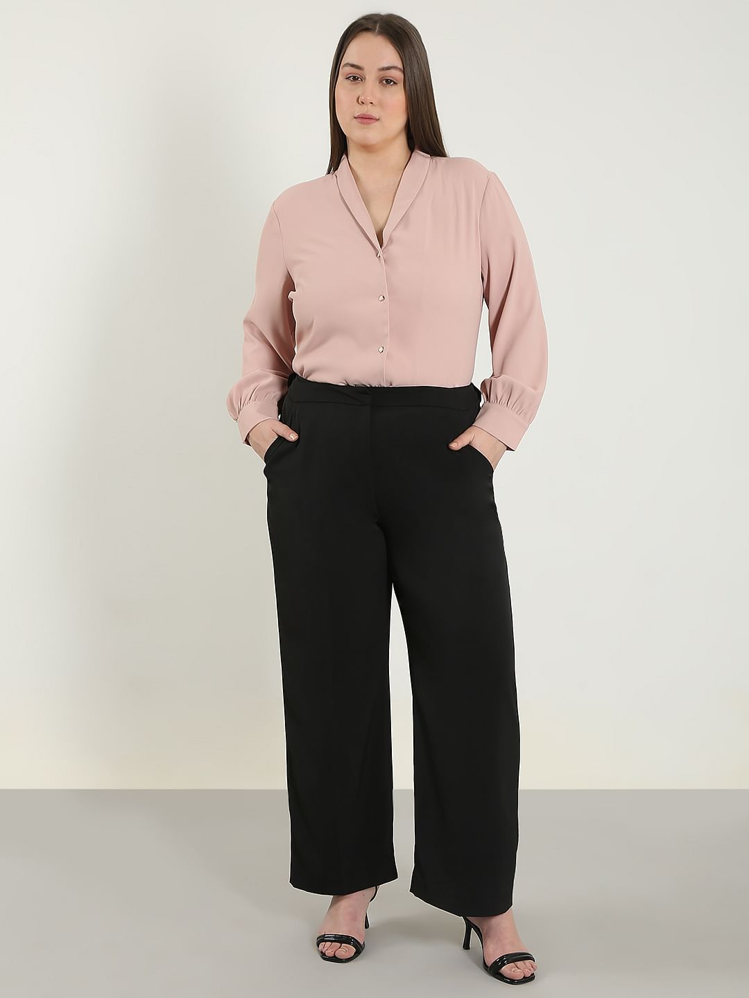 Curve Black High Rise Flared Pants