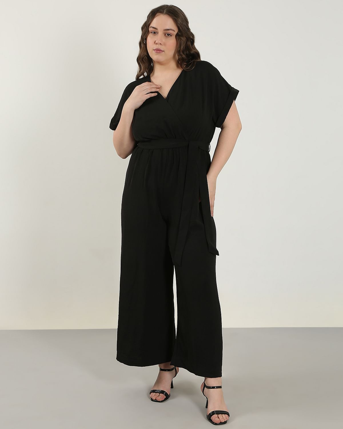 Curve Black V Neck Jumpsuit