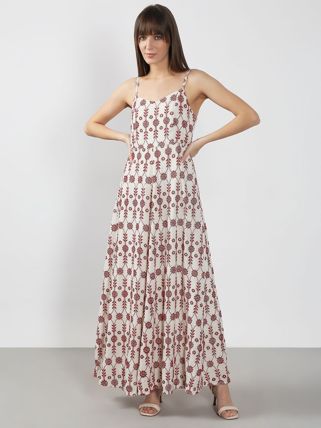 Off-White Embroidered Maxi Dress
