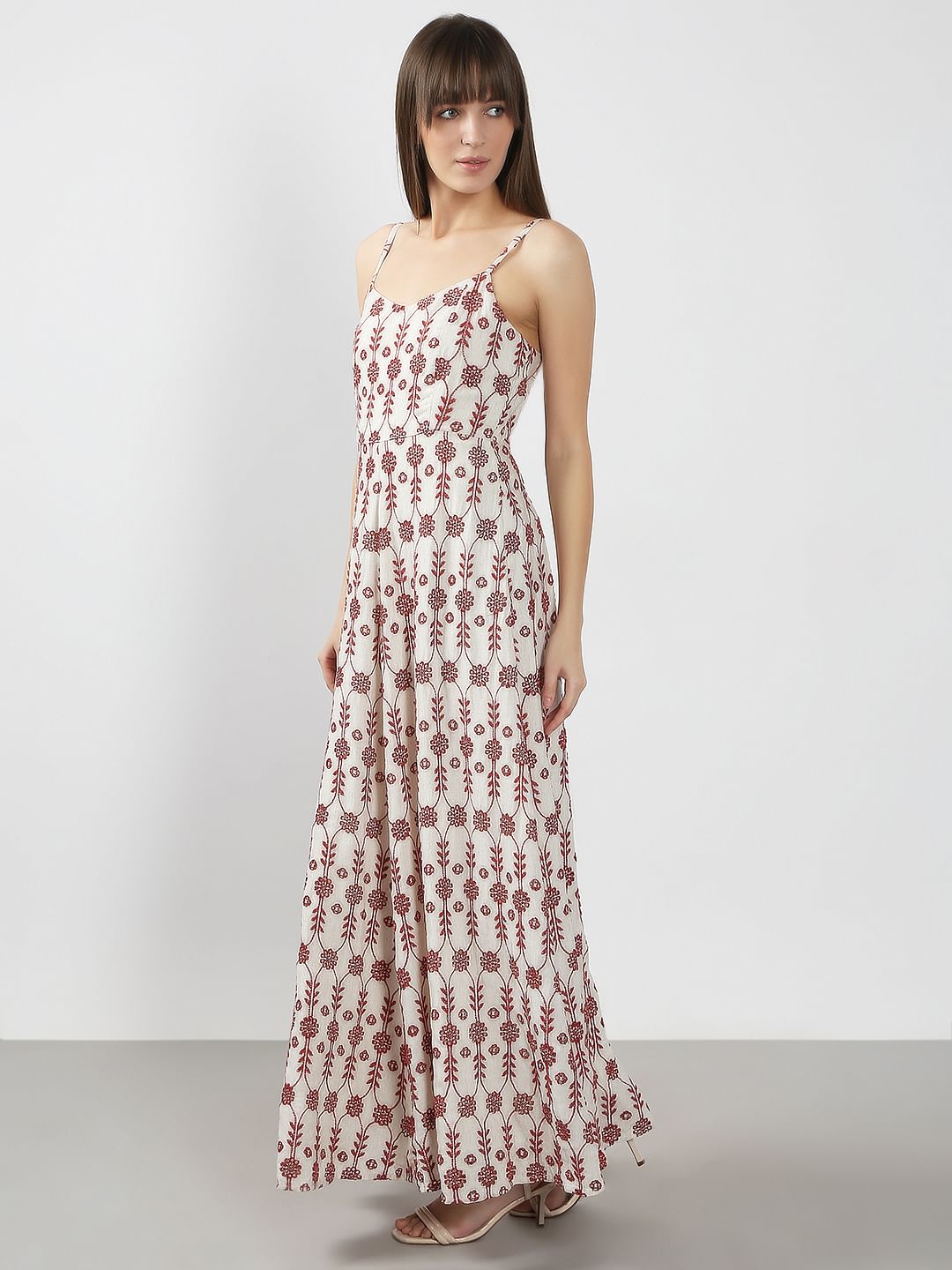Off-White Embroidered Maxi Dress