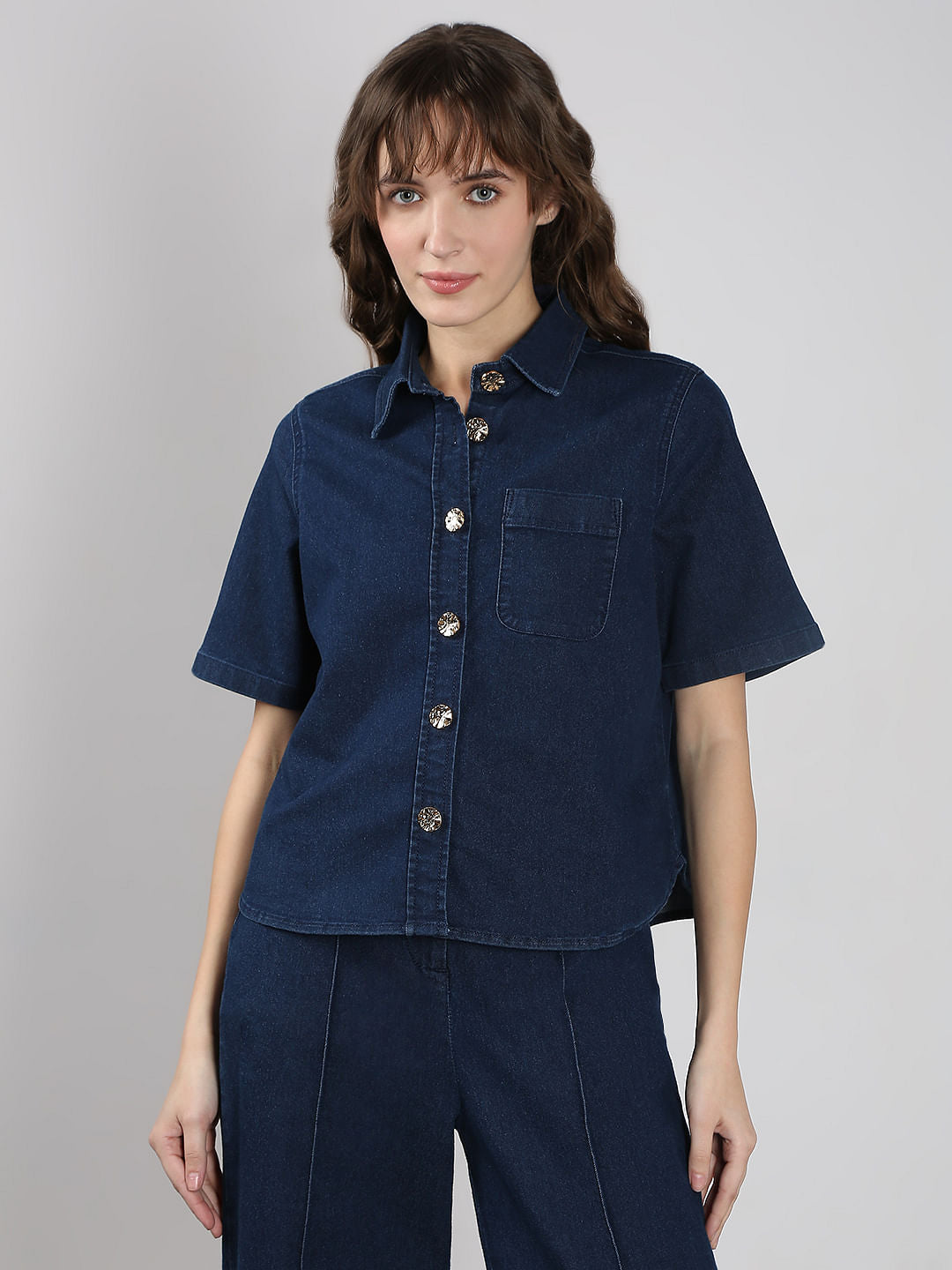 Blue Co-Ord Set Denim Shirt