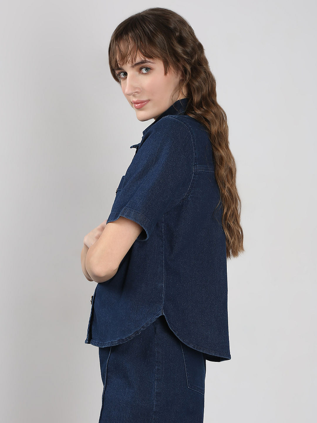 Blue Co-Ord Set Denim Shirt