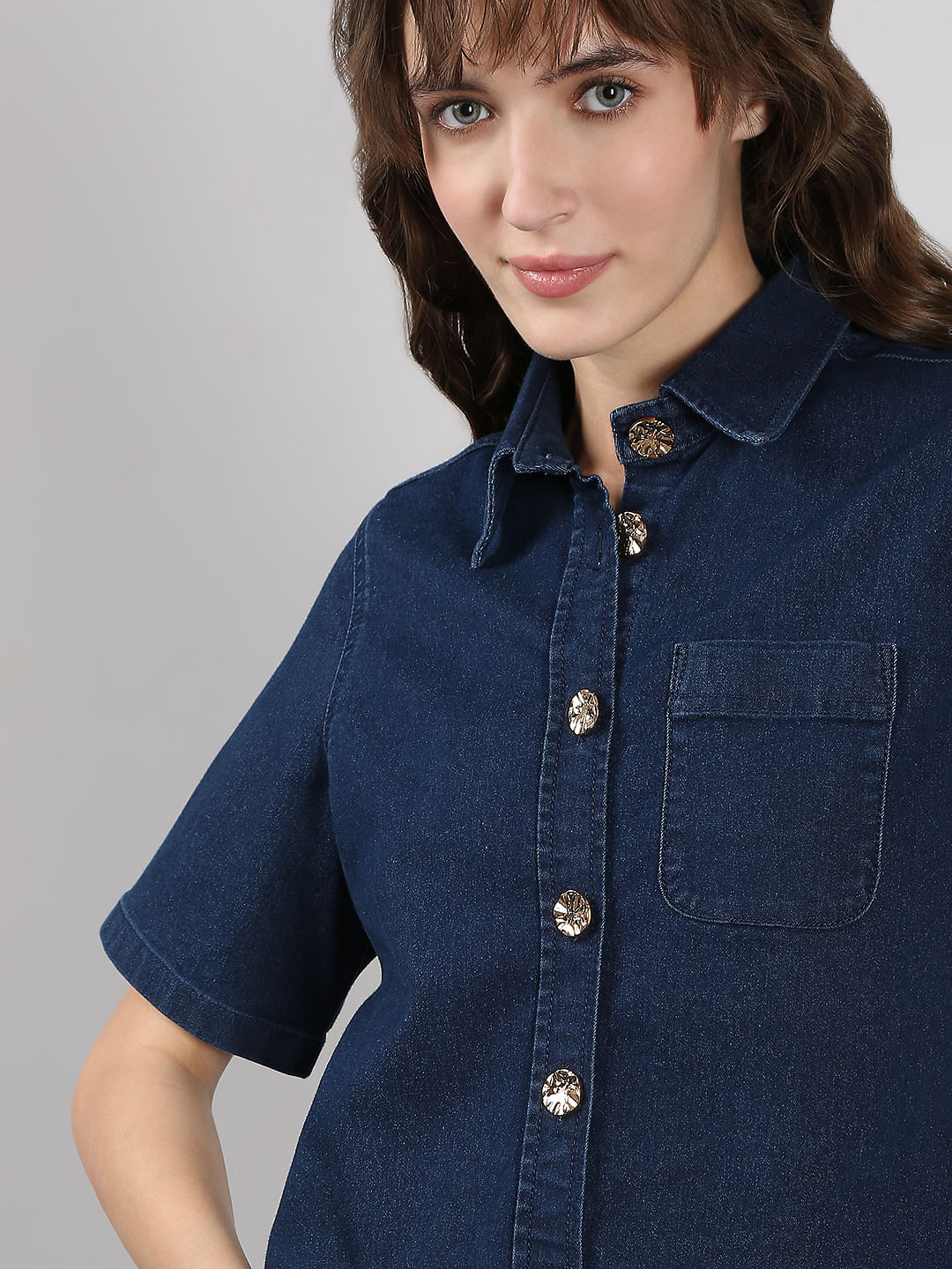 Blue Co-Ord Set Denim Shirt