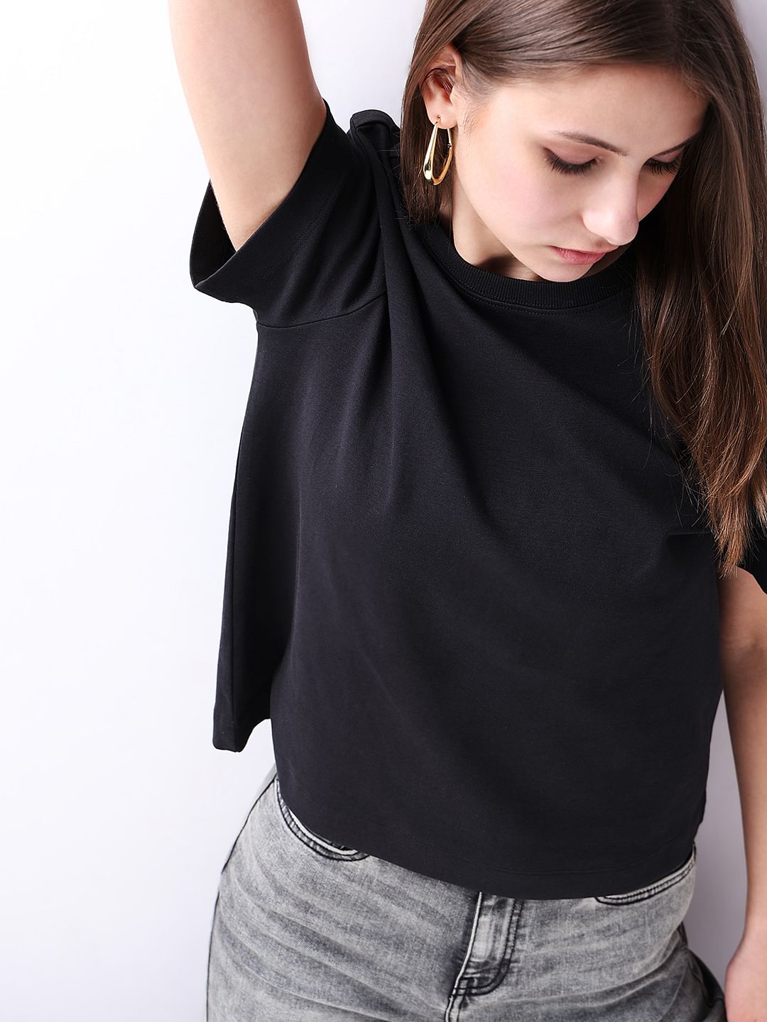Black Cotton O-Neck T-Shirt