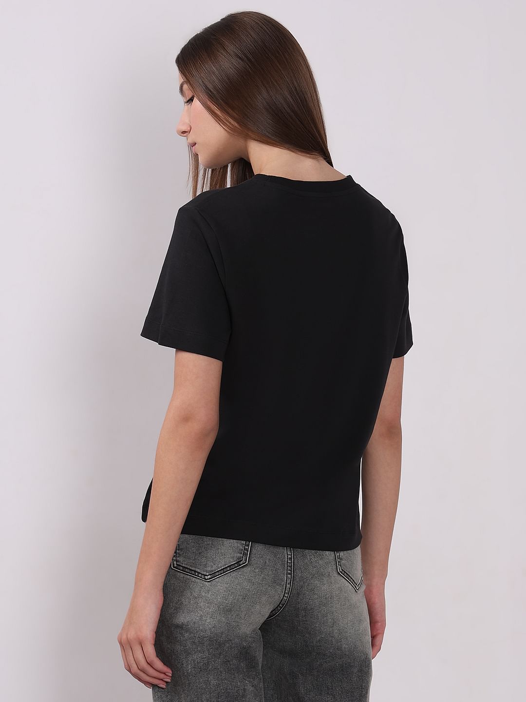 Black Cotton O-Neck T-Shirt