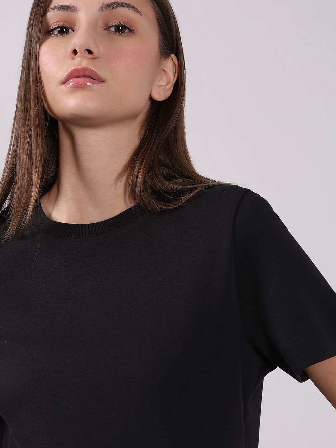 Black Cotton O-Neck T-Shirt