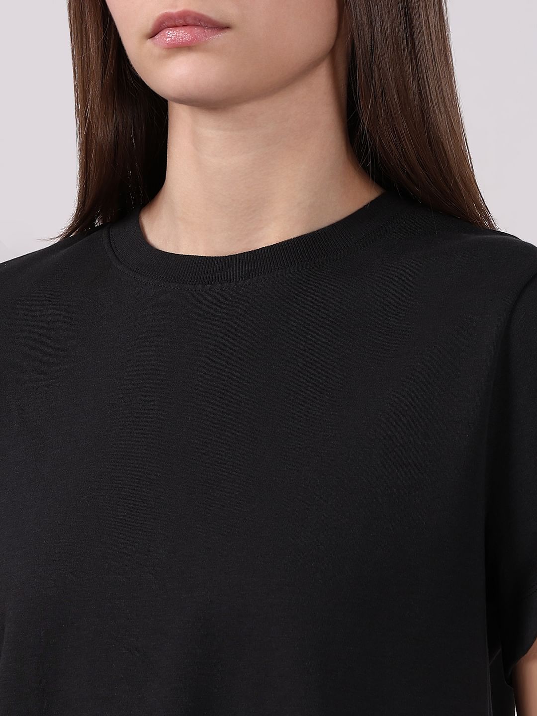 Black Cotton O-Neck T-Shirt