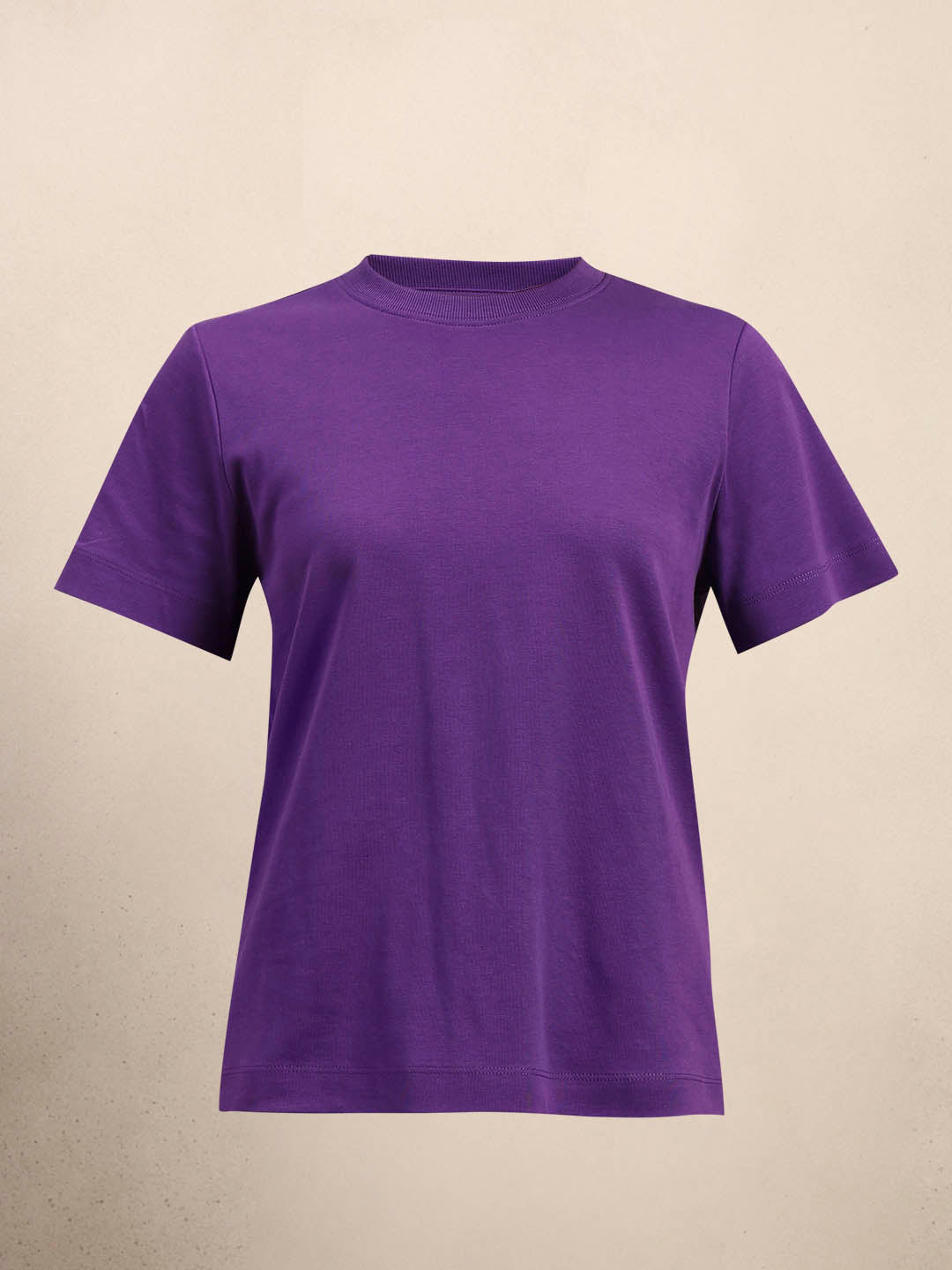 Crew Neck Cotton T-Shirt - Purple