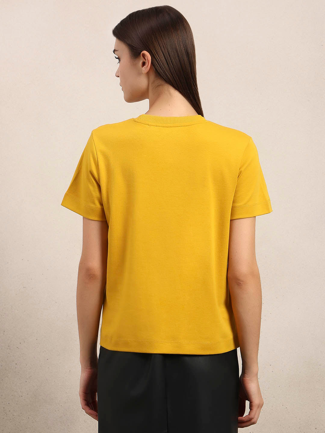 Crew Neck Cotton T-Shirt - Yellow