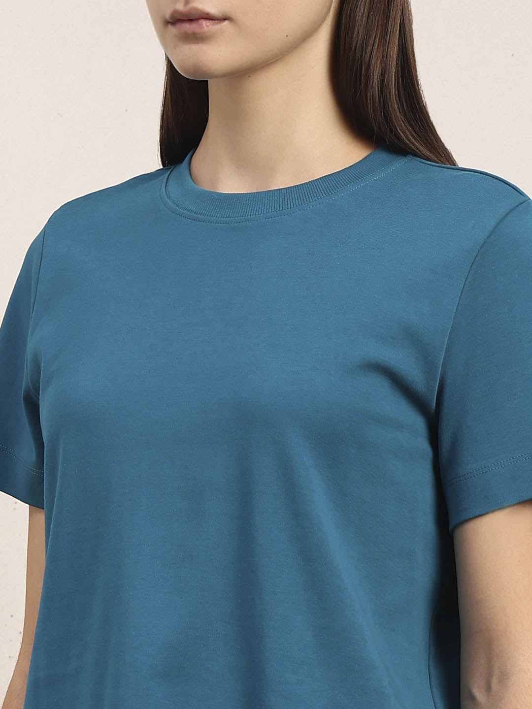Crew Neck Cotton T-Shirt - Blue