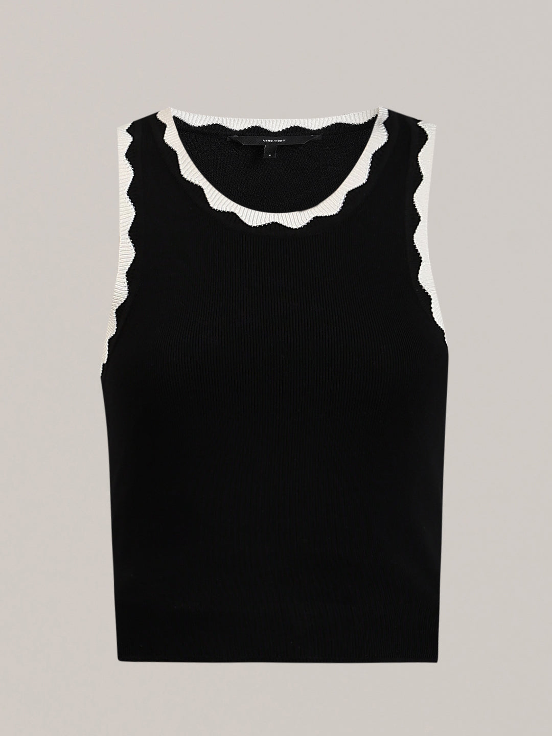 Black Contrast Neck Top